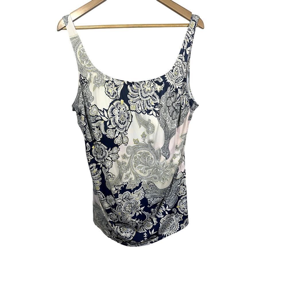 KUNY BARCELONA Women's Paisley Floral Tankini One Piece Swimsuit Pink Size 16